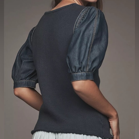 Pilcro Puff-Sleeve V-Neck Cardigan Sweater - Picture 2 of 4